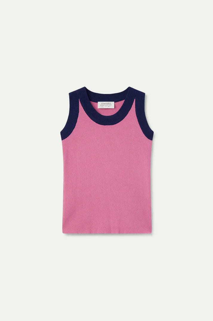 Two Tone Strap Top - Pink