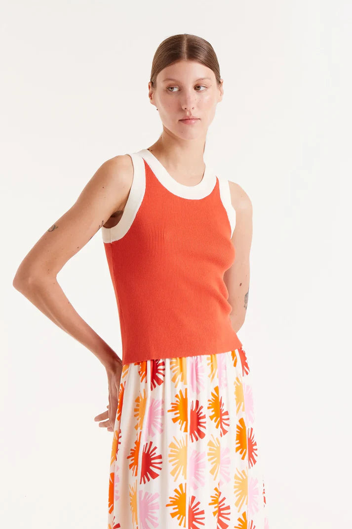 Two Tone Strap Top - Orange