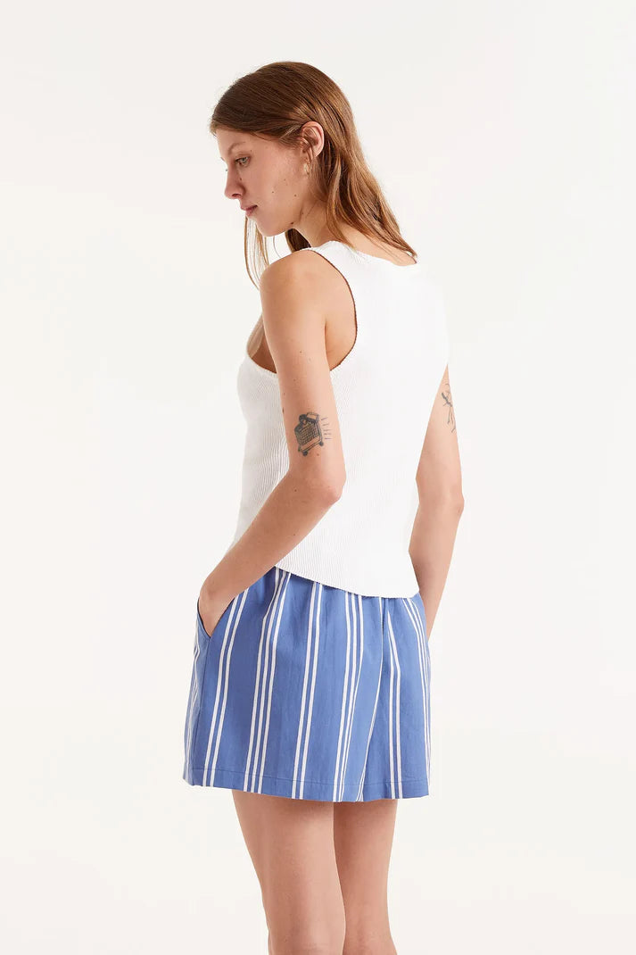 Button Front Tank - White