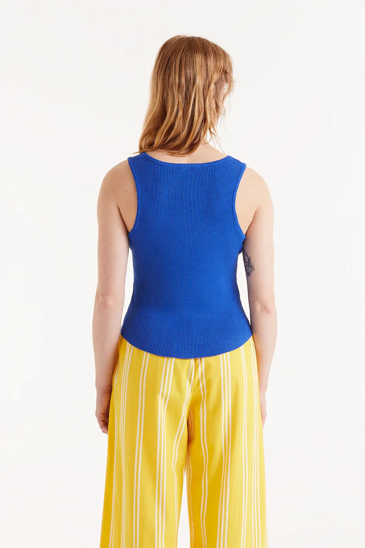Button Front Tank - Blue