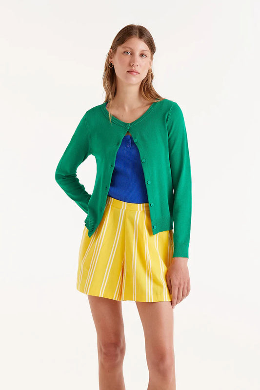 Fine Knit Cardigan - Green