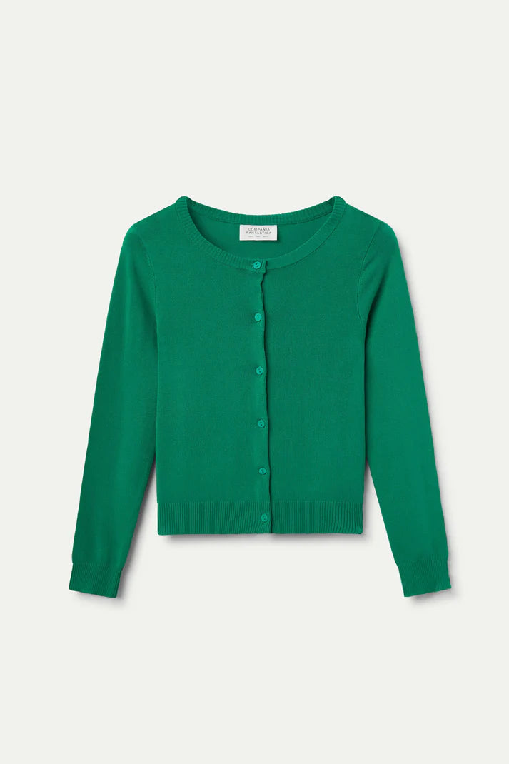 Fine Knit Cardigan - Green