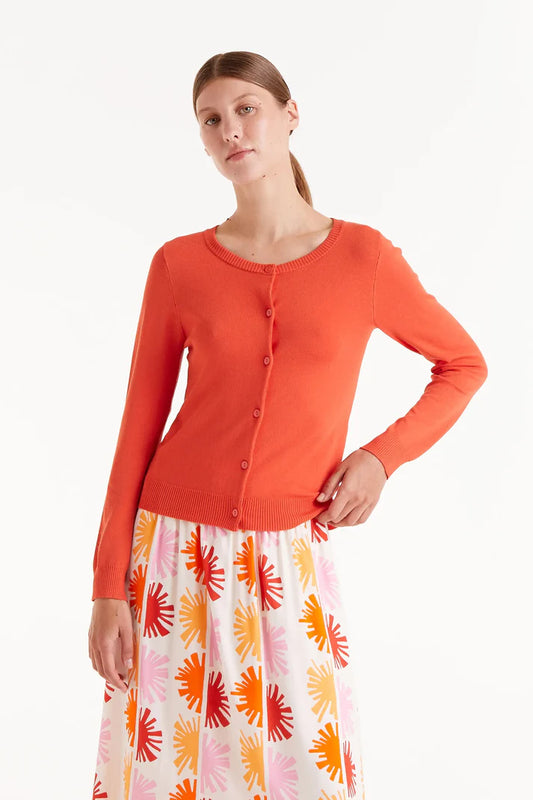 Fine Knit Cardigan - Orange