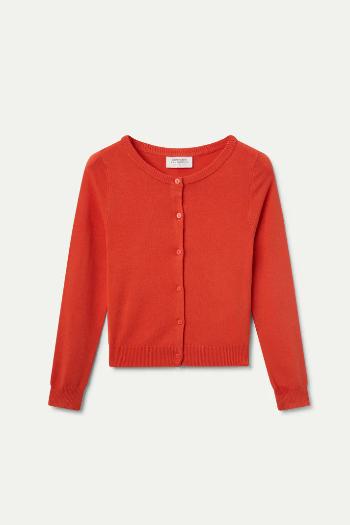 Fine Knit Cardigan - Orange