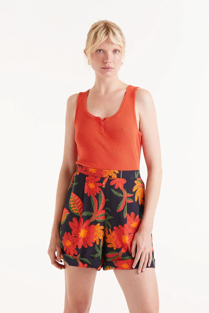 Button Front Tank - Orange