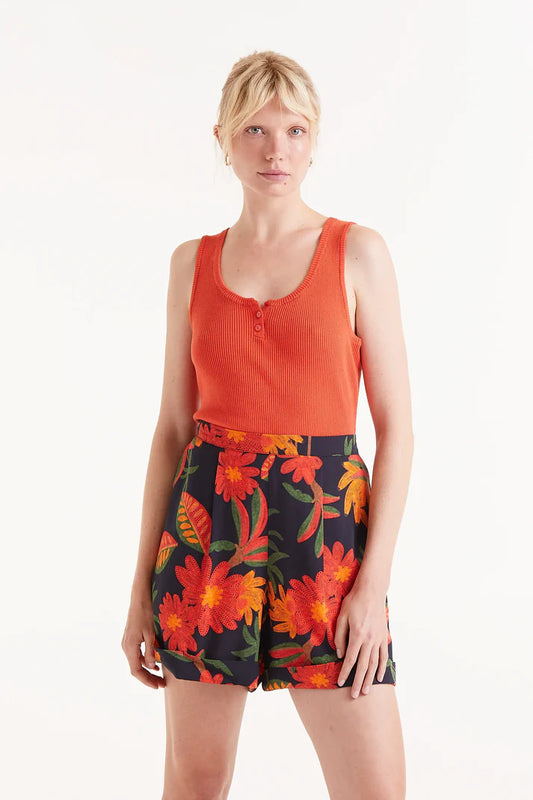 Button Front Tank - Orange