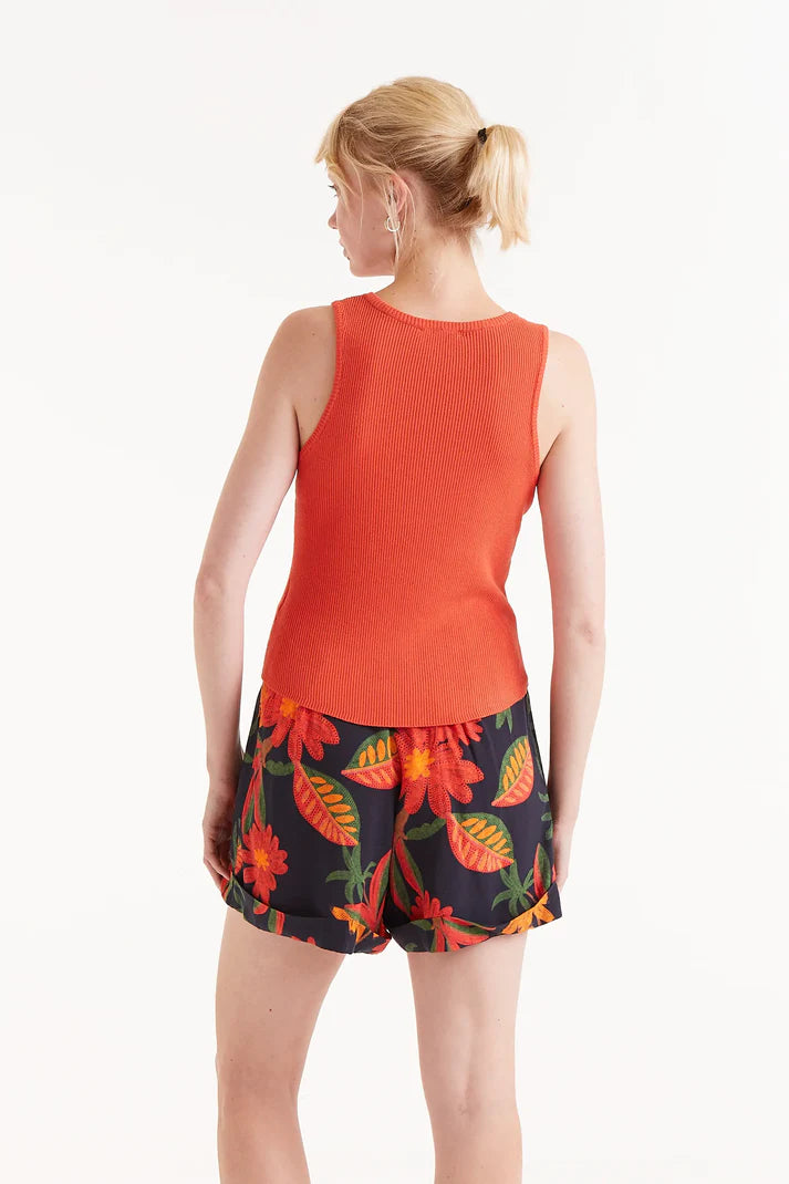 Button Front Tank - Orange
