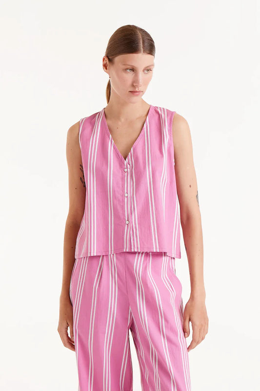 Pink Striped Print Top