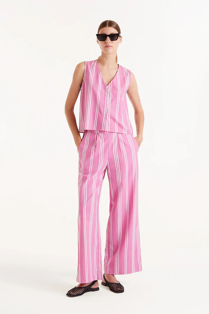 Pink Striped Print Top