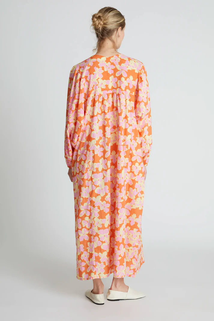 Rubra Orange Printed Long Dress