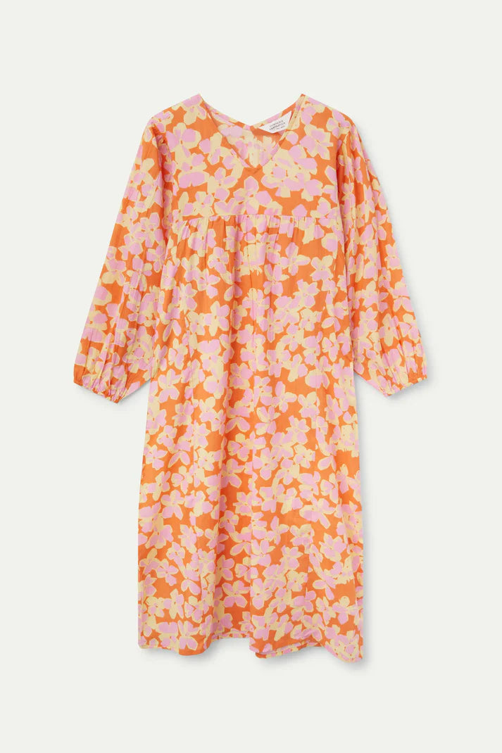 Rubra Orange Printed Long Dress