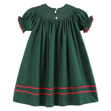 Load image into Gallery viewer, Green Mistletoe Smocked Dress
