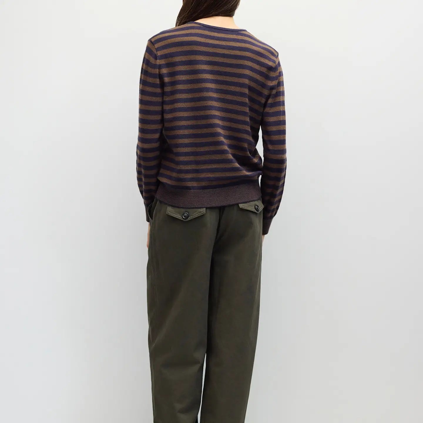 The Virginia Henley Sweater - Navy/Brown
