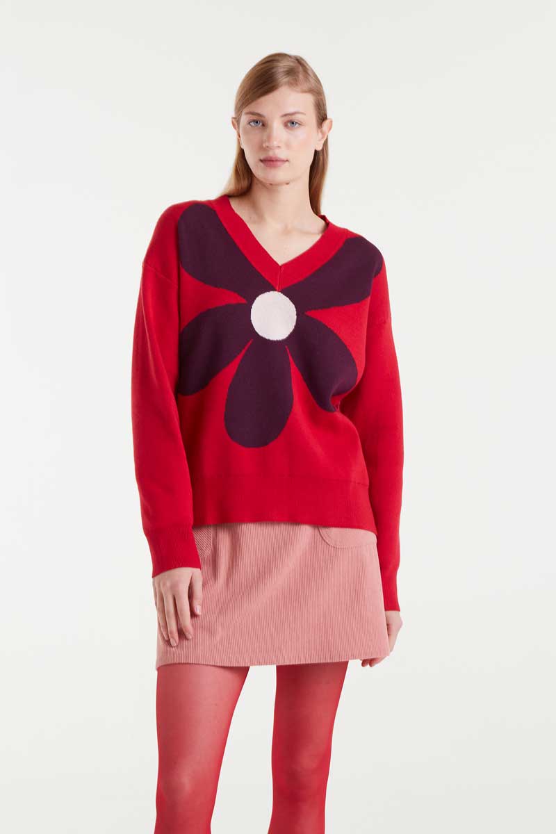 Flower Sweater - Red
