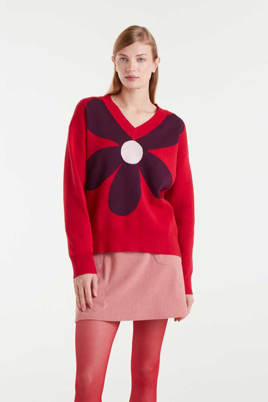 Flower Sweater - Red