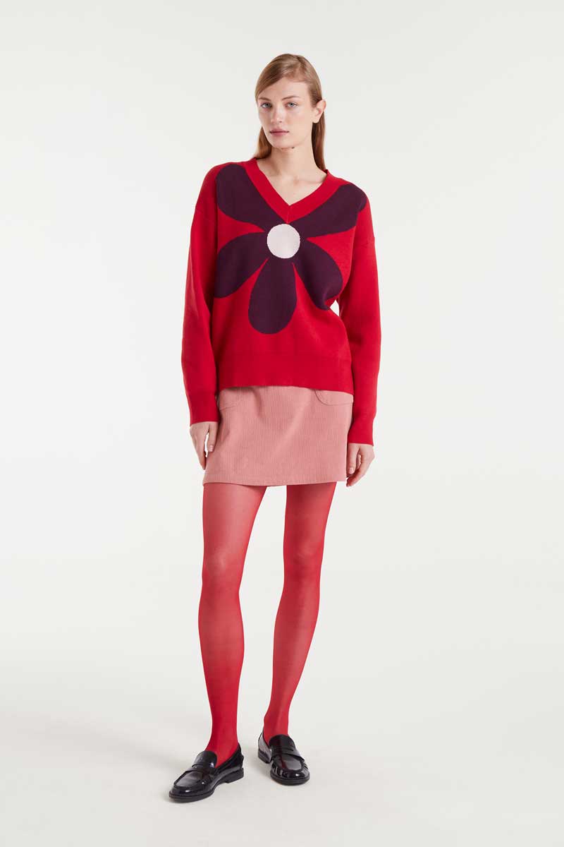 Flower Sweater - Red