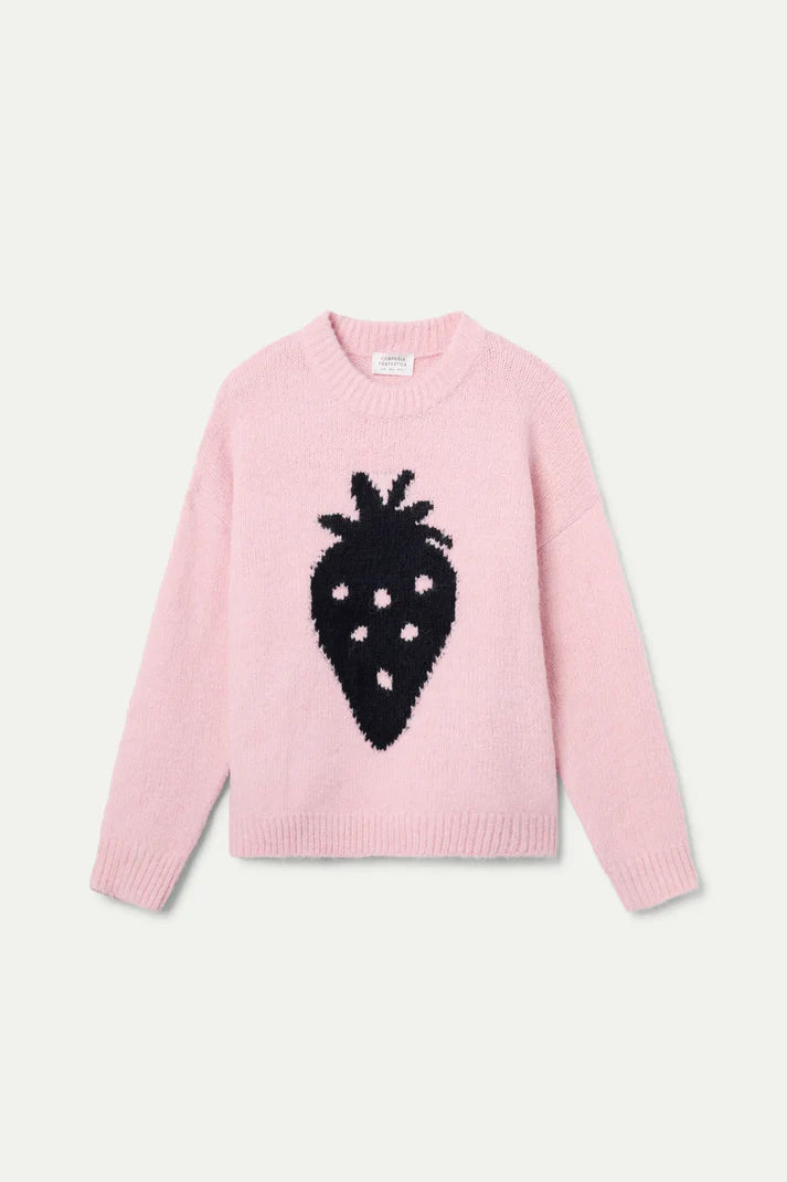 Jacquard Sweater with Strawberry Print
