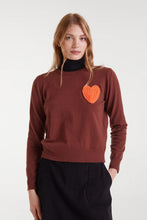 Load image into Gallery viewer, Heart Emroidery Sweater - Brown
