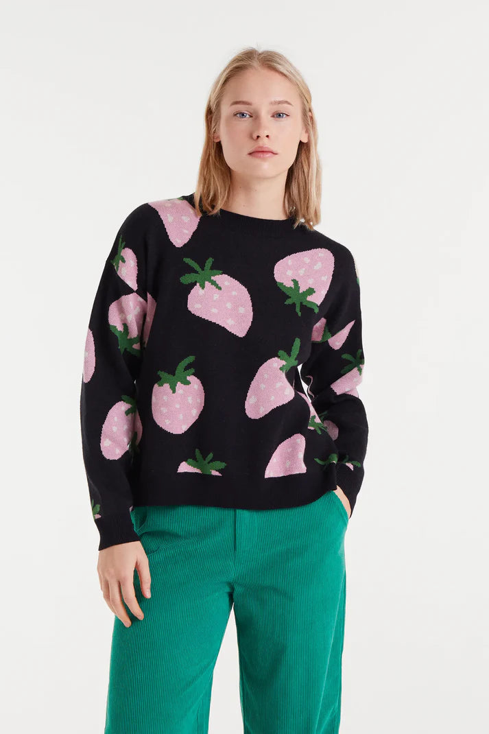 Allover Strawberry Print Sweater
