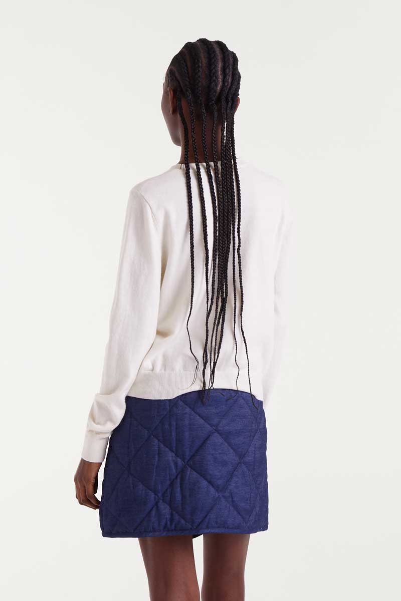 Heart Button-Front Cardigan Sweater - White