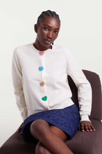 Load image into Gallery viewer, Heart Button-Front Cardigan Sweater - White
