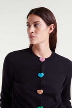 Load image into Gallery viewer, Heart Button-Front Cardigan Sweater - Black
