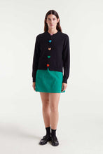 Load image into Gallery viewer, Heart Button-Front Cardigan Sweater - Black
