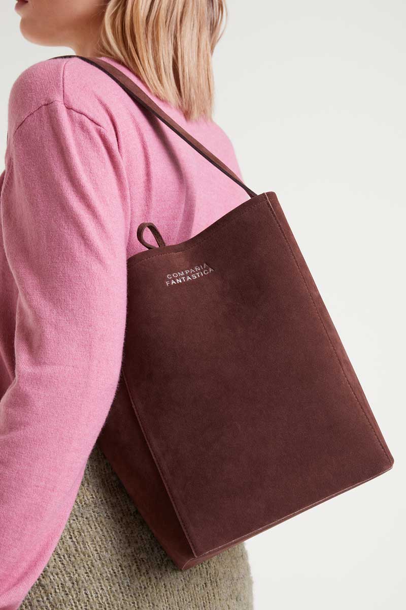 Suede Bucket Bag - Brown