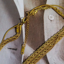 Load image into Gallery viewer, 18K Gold Plated Stainless Steel Three Layer Necklace

