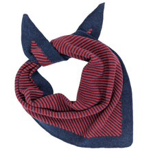 Load image into Gallery viewer, Lambswool Triangle Scarf - Red/Navy Stripe
