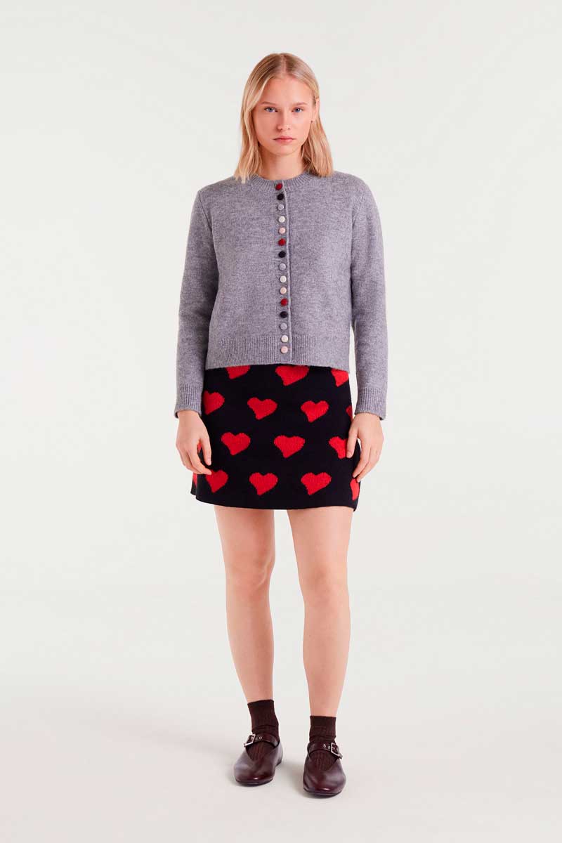 Multi-Colored Button Cardigan Sweater - Grey