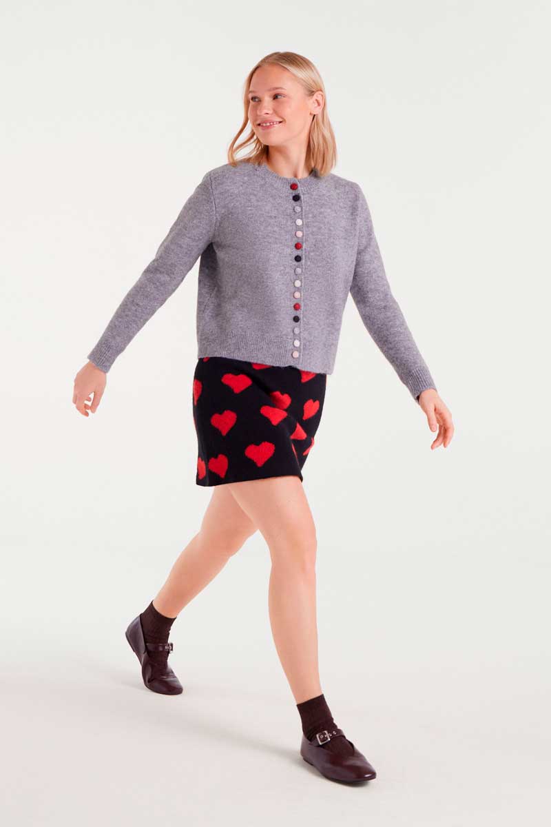 Multi-Colored Button Cardigan Sweater - Grey