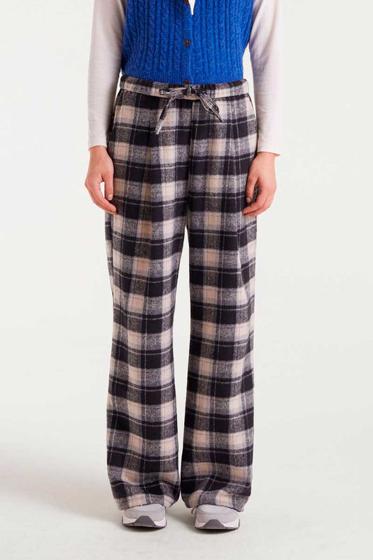 Drawstring Plaid Pants
