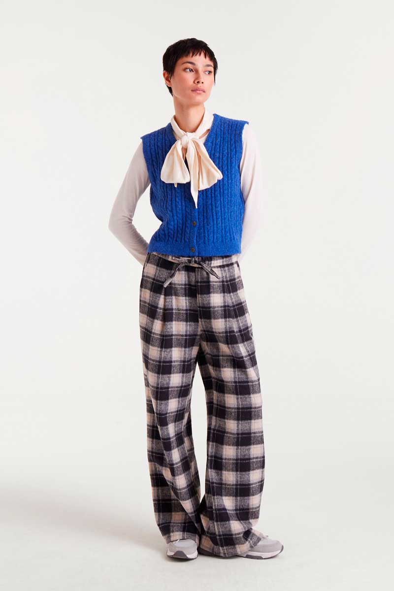 Drawstring Plaid Pants