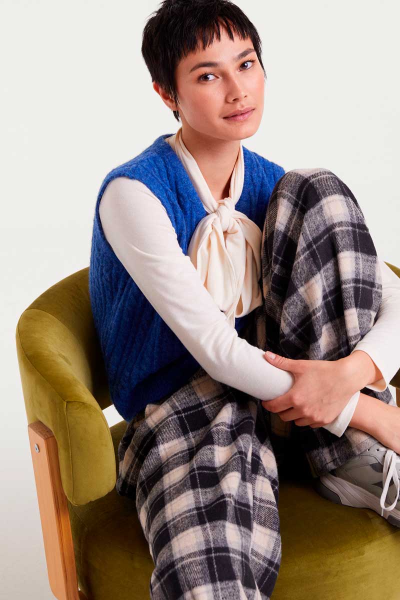 Drawstring Plaid Pants