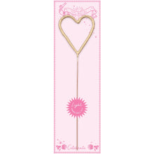 Load image into Gallery viewer, Big 8&quot; Gold Heart Sparkler Wand Card - Bon Bon
