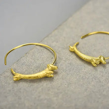 Load image into Gallery viewer, Cute Gold Dachshund Dog Hoop Earrings
