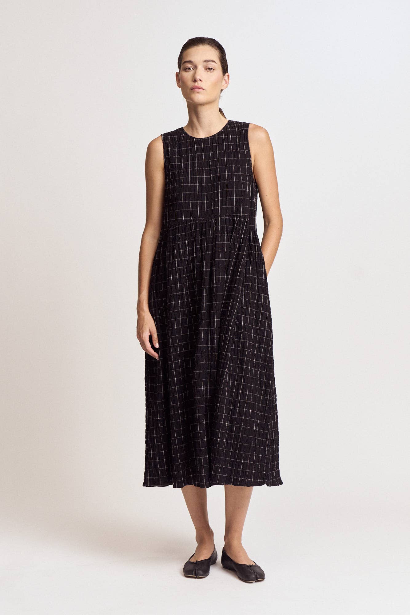 Grid Gauze Easy Dress