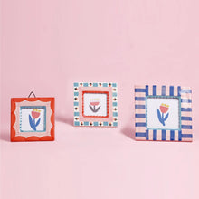 Load image into Gallery viewer, Hand-Painted Ceramic Photo Frame - Blue Stripe
