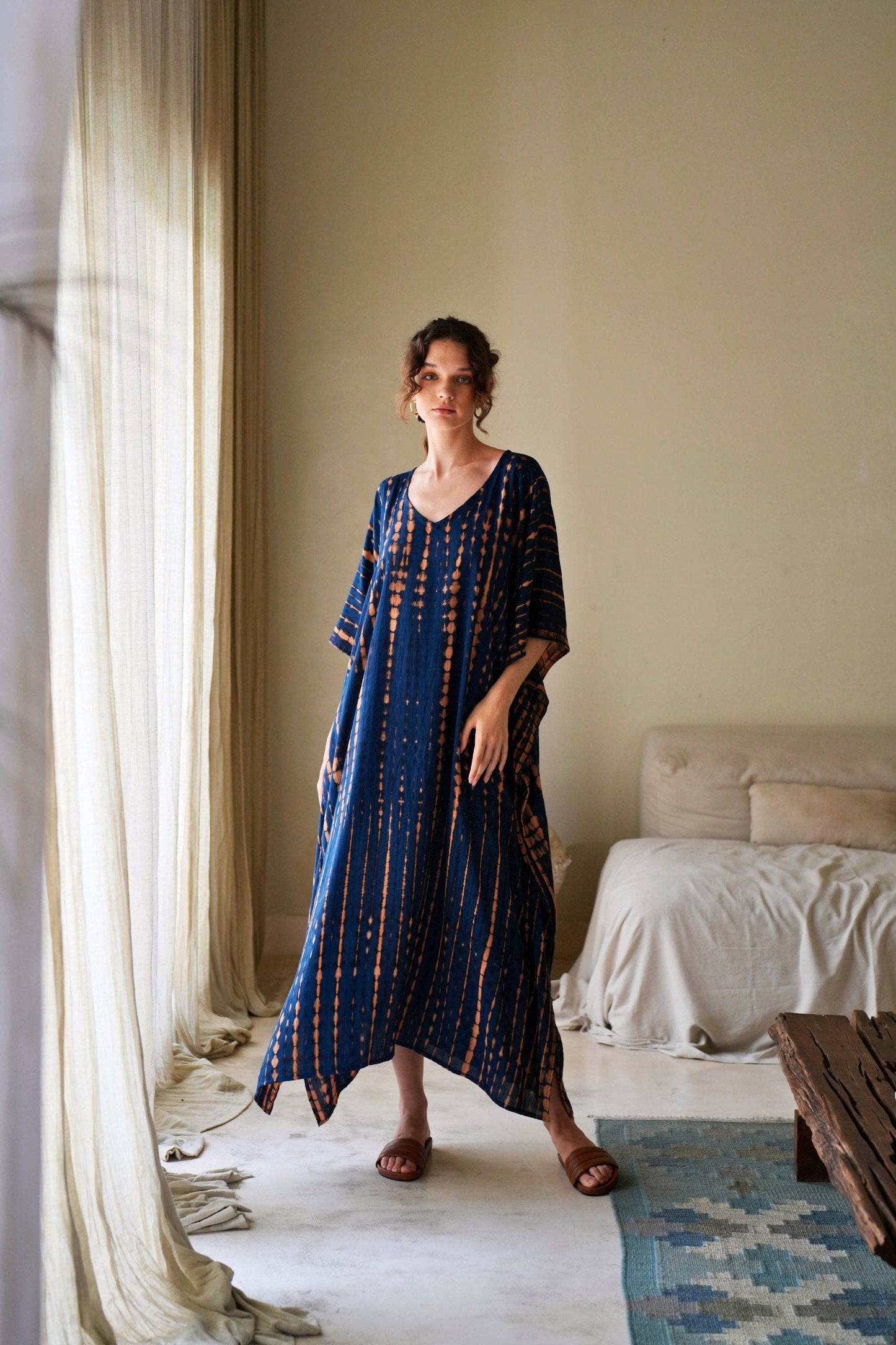 Natalie Kaftan Dress in Ocean Blue