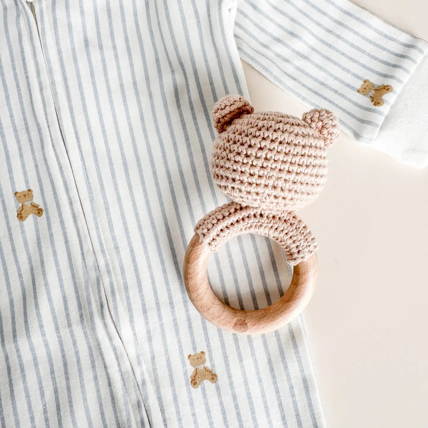Long Sleeve Zipper Romper - Teddy Bear