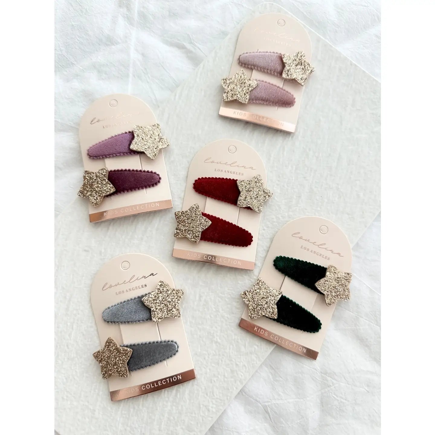 Velvet Glitter Star Kids Hair Clips - Several Colors
