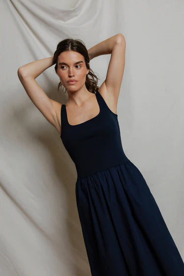 Fabiola Poplin Tank Dress Navy