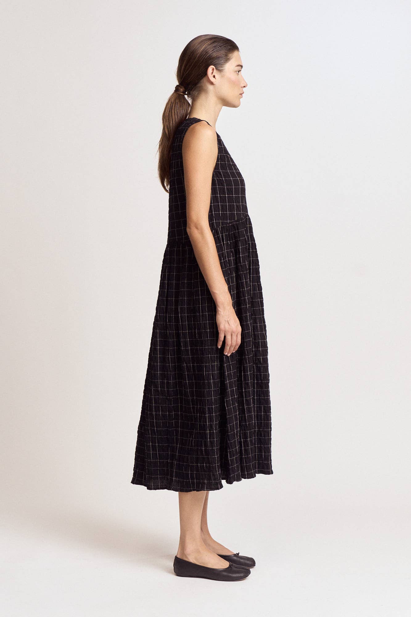 Grid Gauze Easy Dress