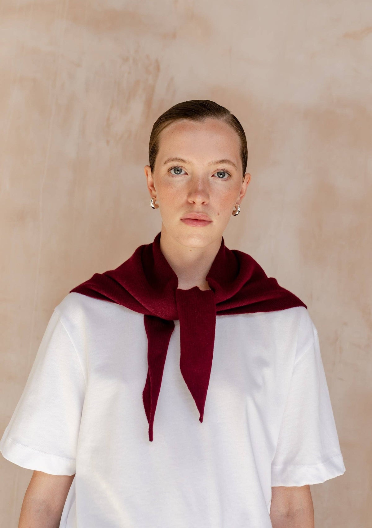 Merino Wool Triangle Scarf in Burgundy