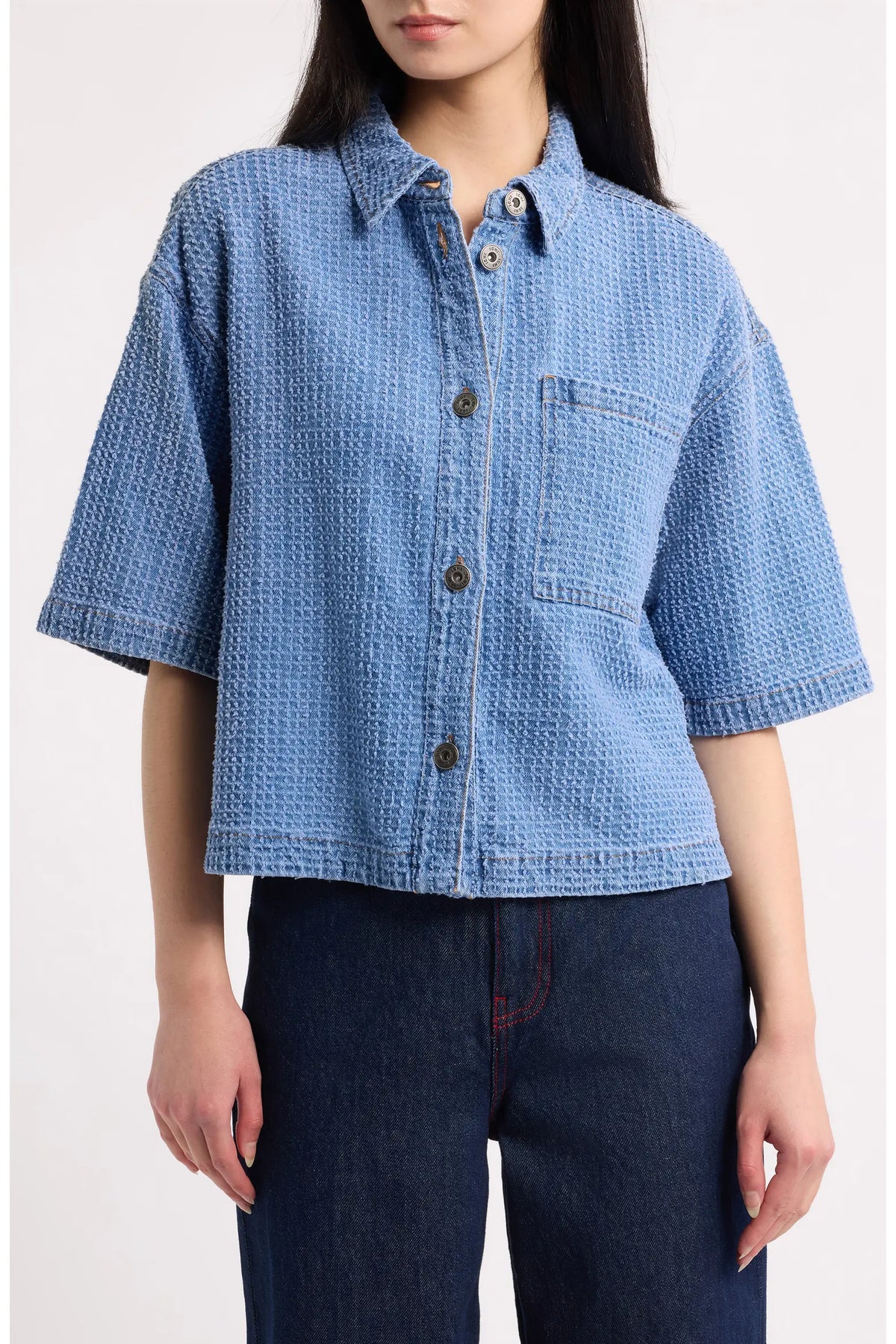 IhIsalia Short Sleeve Denim Button Up