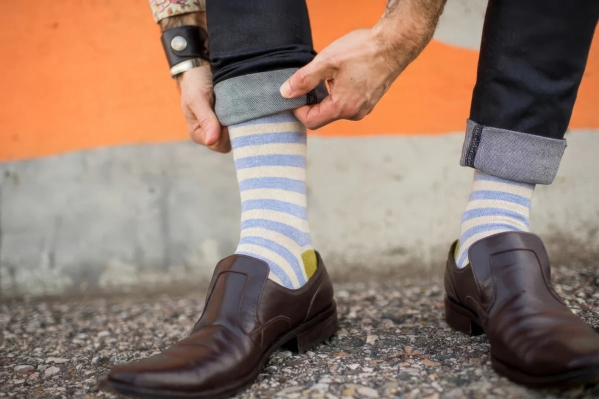 Eureka stripe crew socks - fog
