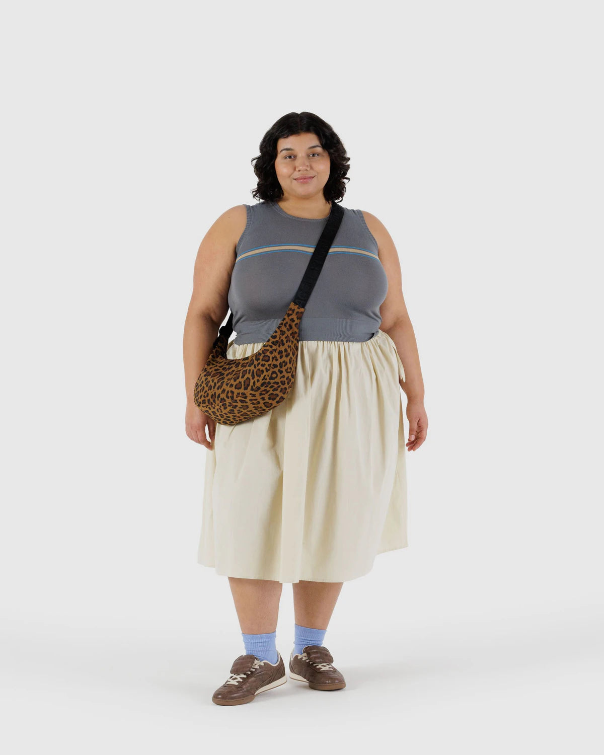 Medium Nylon Baggu Crescent Bag - Leopard