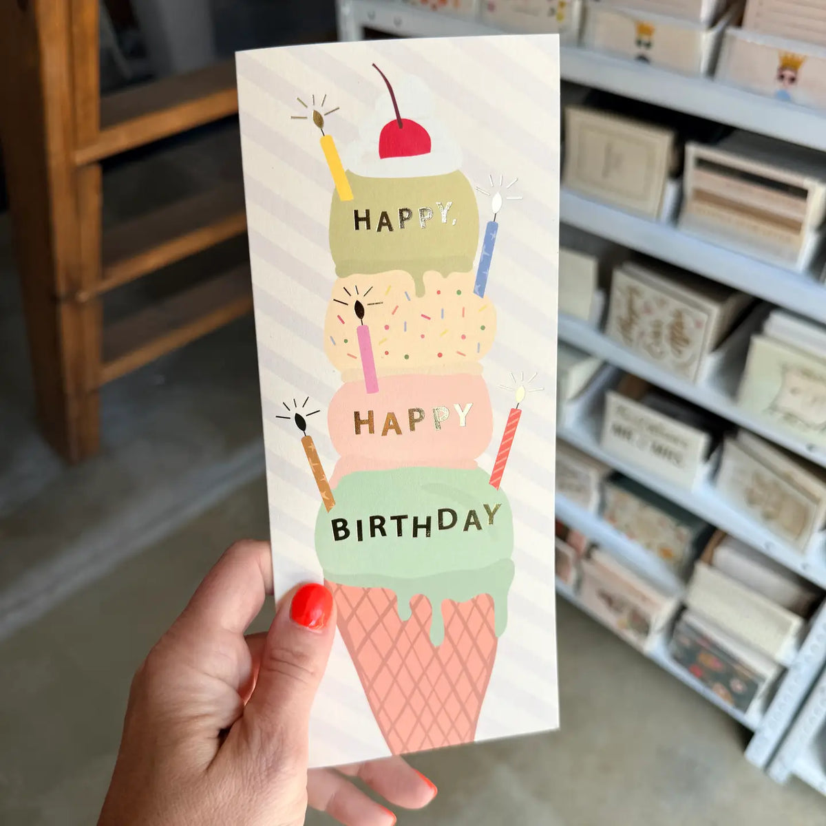 Birthday Ice Cream Cone Greeting Card