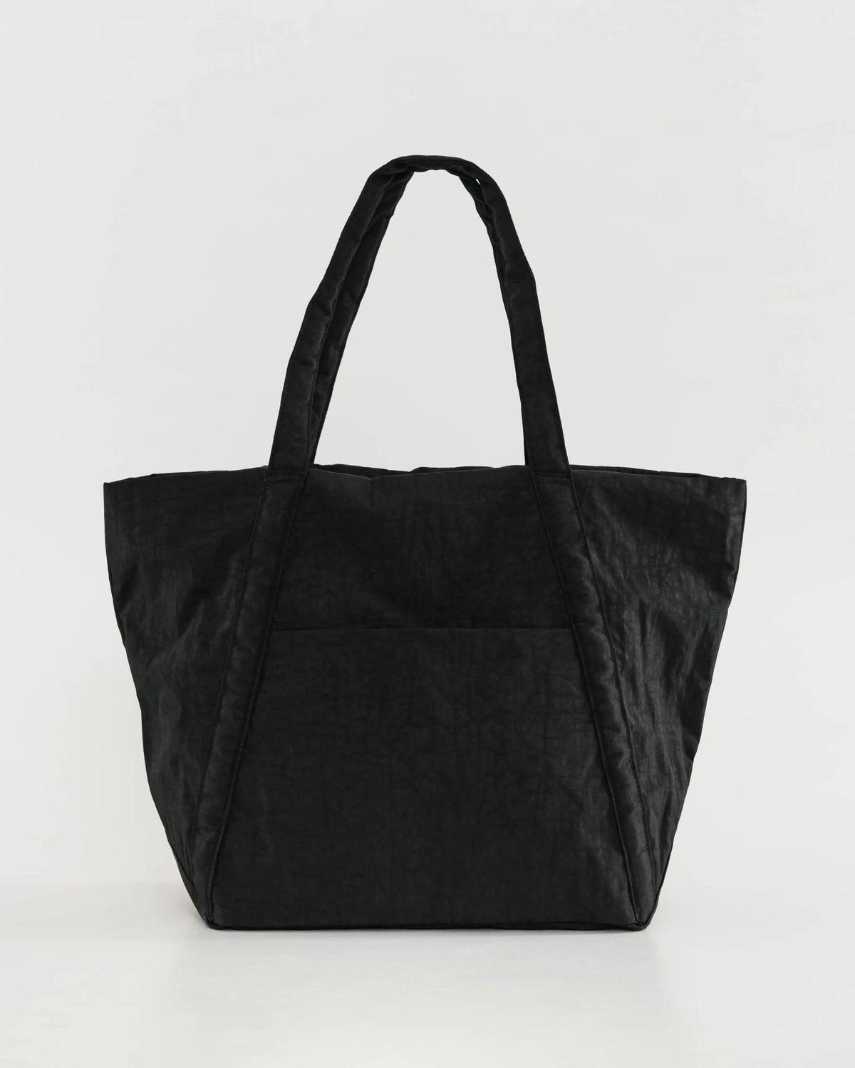 Black tote bag on a white background